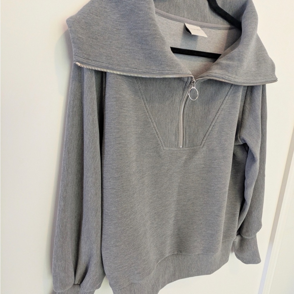 Varley Ottoman Small Gray Zip Pullover Sweatshirt - Picture 10 of 11